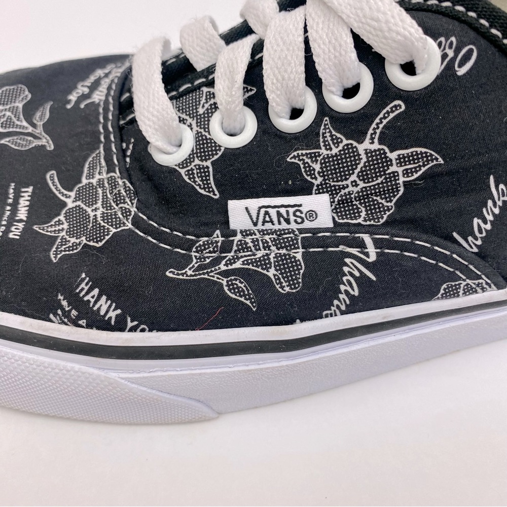 VANS Authentic Thank You Floral Black Women's Sneakers Color Black/White SZ 10.5 - Picture 7 of 10